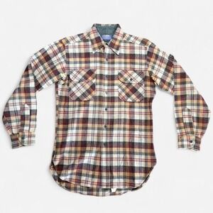 Vintage 70s-80s Pendleton Wool Board Shirt Brown Tan USA Size S